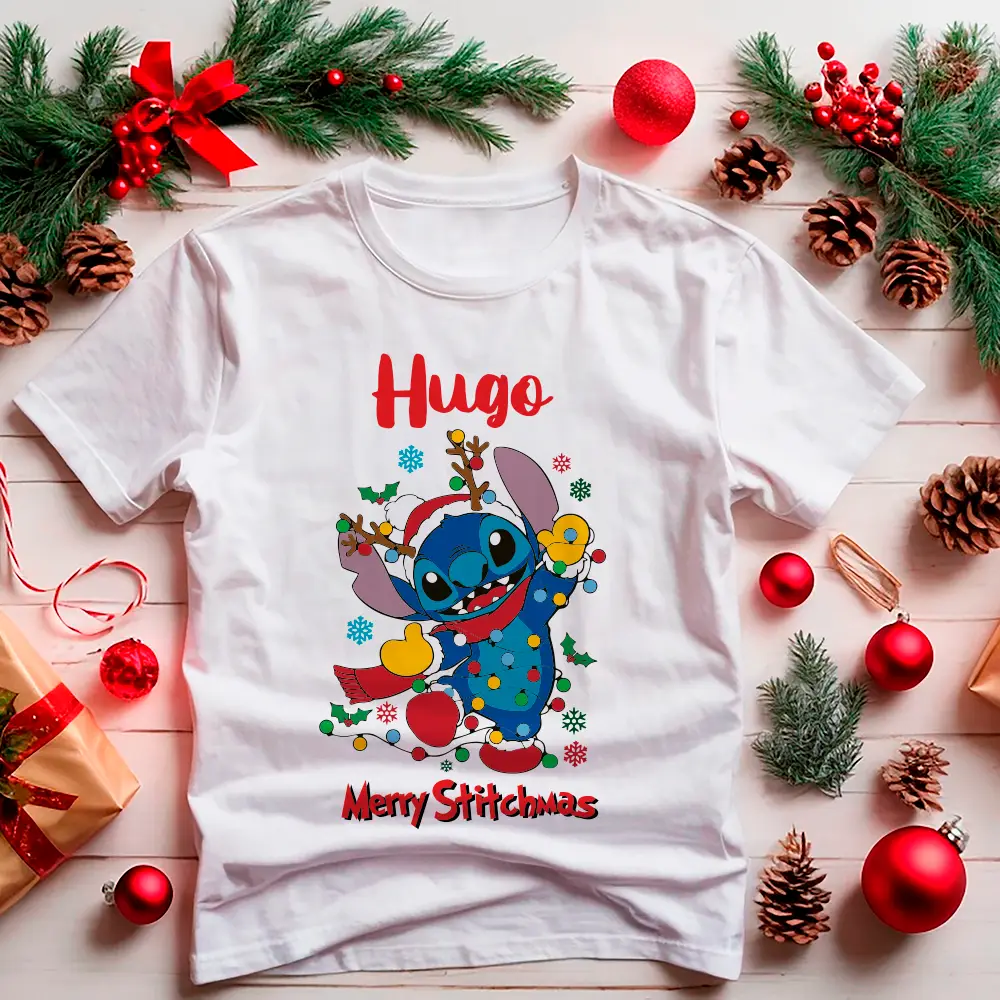 💙 Pack 3 camisetas personalizadas Navidad - Familia Stitch - Imagen 4