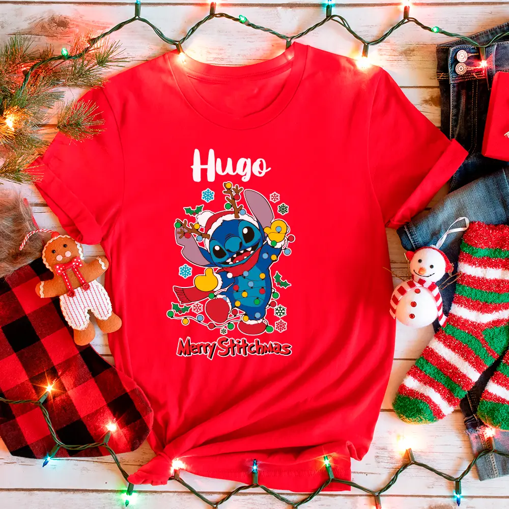 💙 Pack 3 camisetas personalizadas Navidad - Familia Stitch - Imagen 5