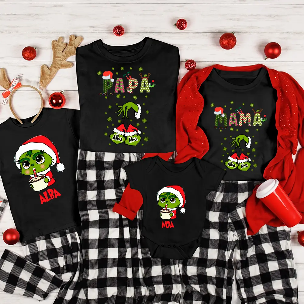 💚 Pack 3 camisetas personalizadas Navidad - Familia grinch 🎅 - Imagen 2
