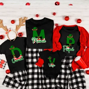 🧑🎄 Pack 3 camisetas personalizadas Navidad - Familia de duendes