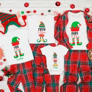 🧝♀️ Pack 3 camisetas personalizadas Navidad - Familia de elfos