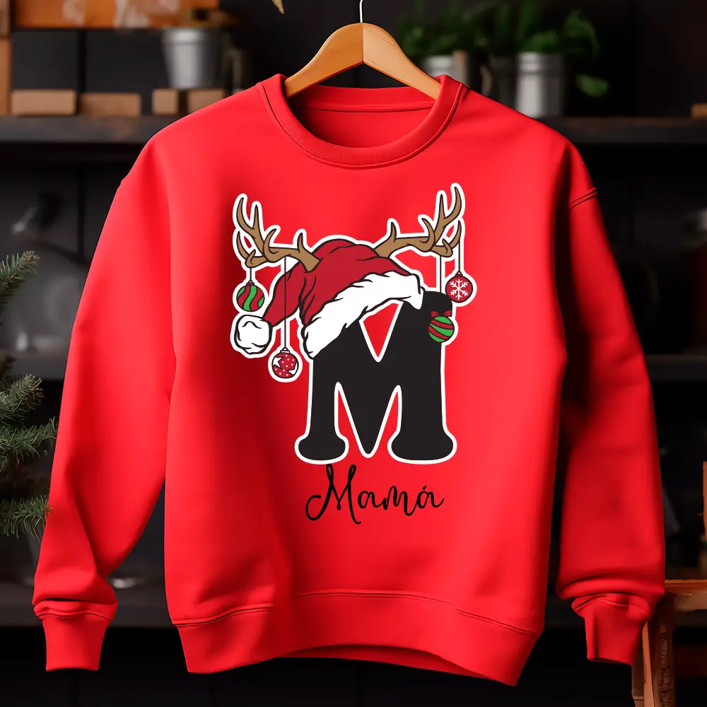 Pack de 2 sudaderas navideñas personalizadas familia 🎅 | Iniciales con gorro de Papá Noel - Imagen 6