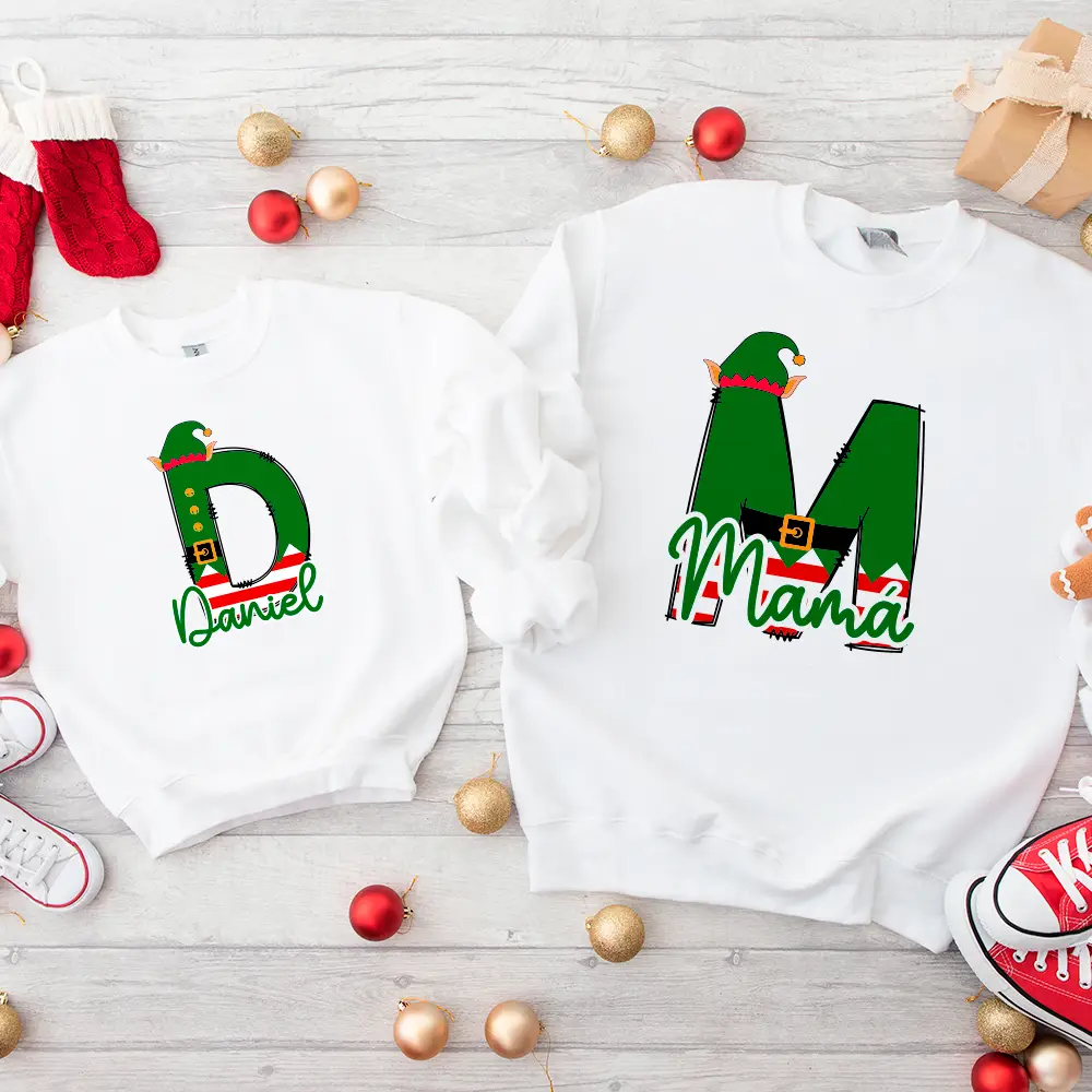 Pack 2 sudaderas navideñas personalizadas “Elfos de Navidad” 🎅💚 - Imagen 2