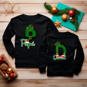 Pack 2 sudaderas navideñas personalizadas “Elfos de Navidad” 🎅💚