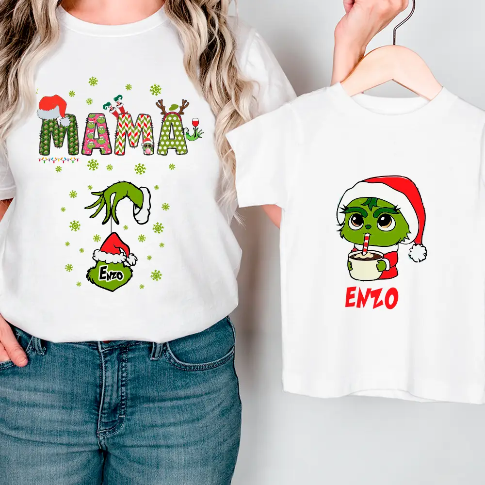 💚 Pack 3 camisetas personalizadas Navidad - Familia grinch 🎅 - Imagen 3