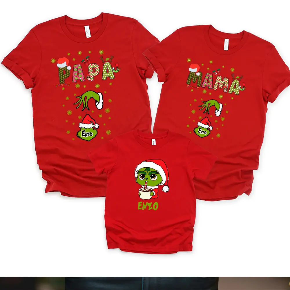 💚 Pack 3 camisetas personalizadas Navidad - Familia grinch 🎅 - Imagen 4