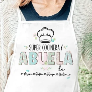 Delantal personalizado "Súper cocinera y abuela de"