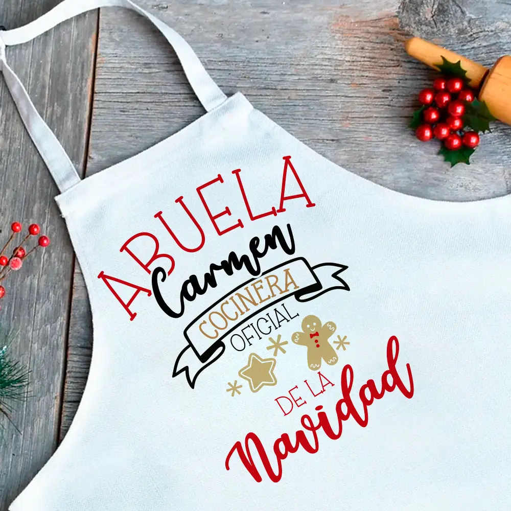 Delantal personalizado “Cocinera oficial de la Navidad” – Especial abuelas 🎄 - Imagen 2
