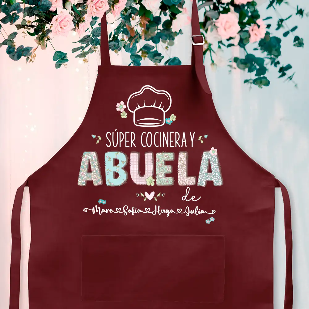Delantal personalizado "Súper cocinera y abuela de" - Imagen 2