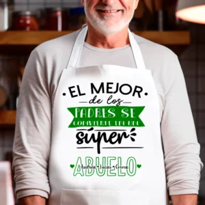 💚 Delantal Personalizado “El mejor de los padres se convierte en un súper abuelo”