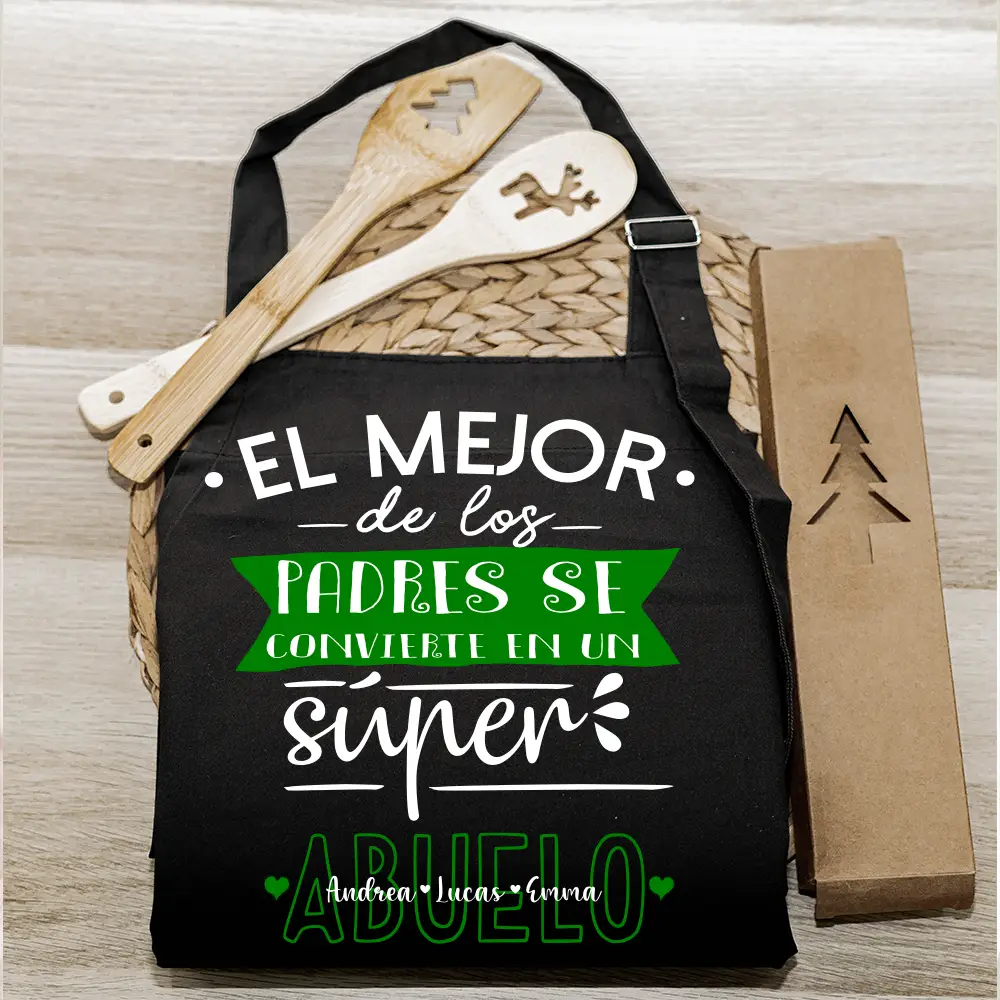 💚 Delantal Personalizado “El mejor de los padres se convierte en un súper abuelo” - Imagen 2