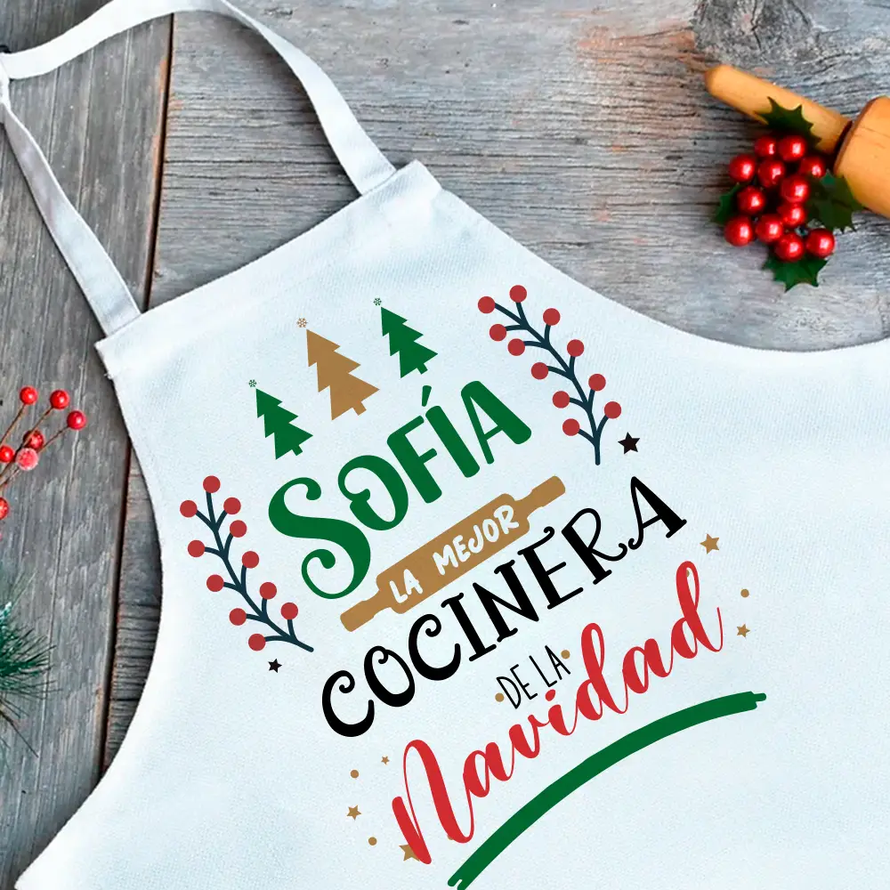 Delantal personalizado “El mejor cocinero/a de la Navidad” con caja regalo 🎄 - Imagen 2