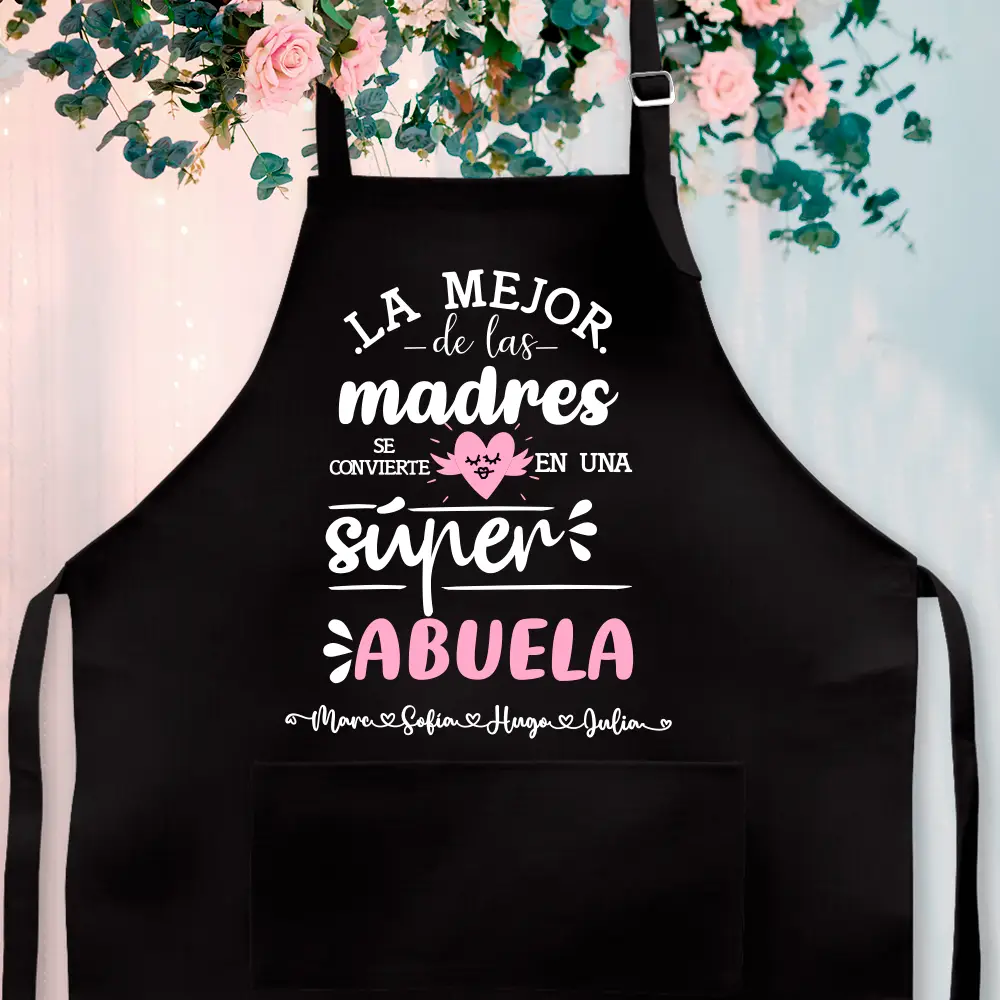 Delantal personalizado "la mejor de las madres se convierte en una súper abuela" - Imagen 2