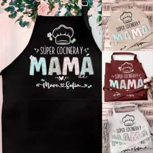 Delantal personalizado "Súper cocinera y mamá de"
