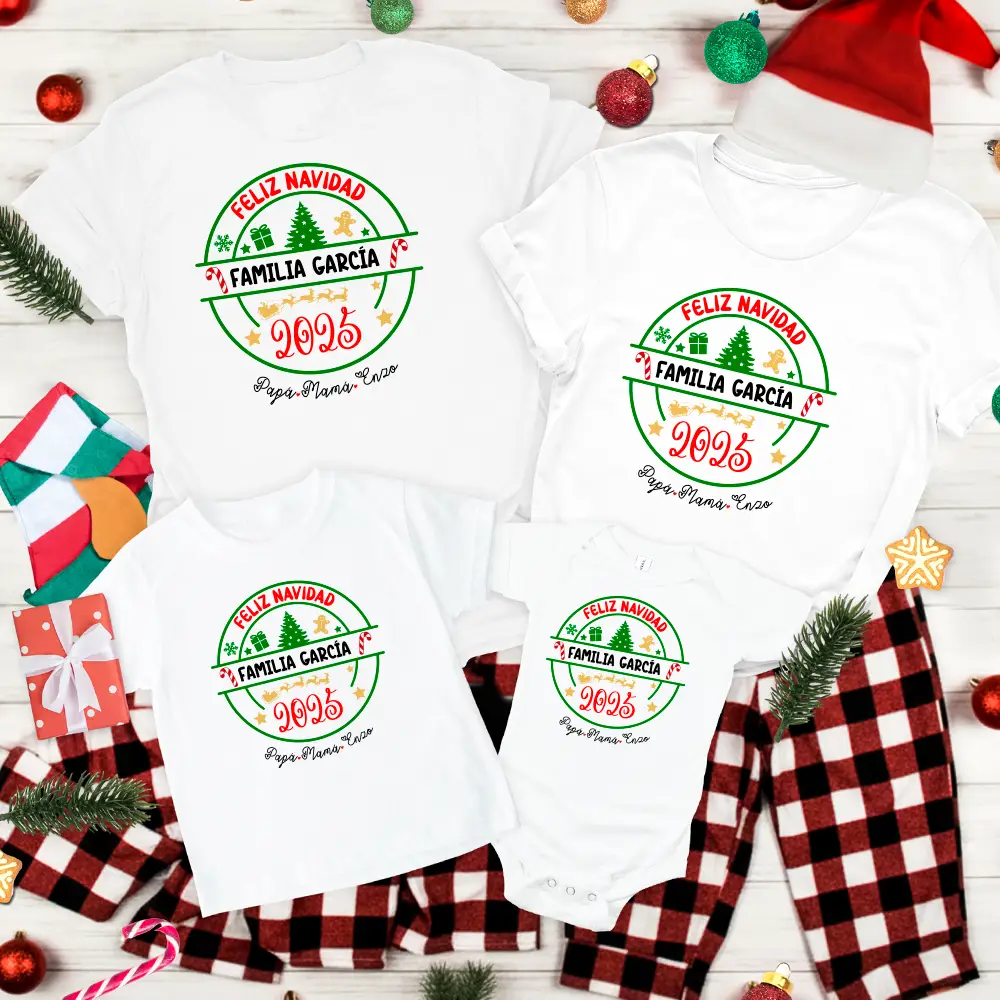 🎅 Pack 3 camisetas personalizadas Navidad 2025 - Familia personalizada