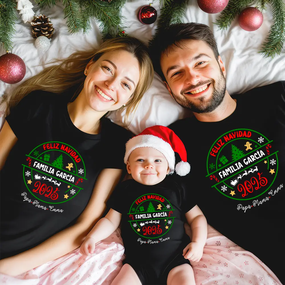 🎅 Pack 3 camisetas personalizadas Navidad 2025 - Familia personalizada - Imagen 2