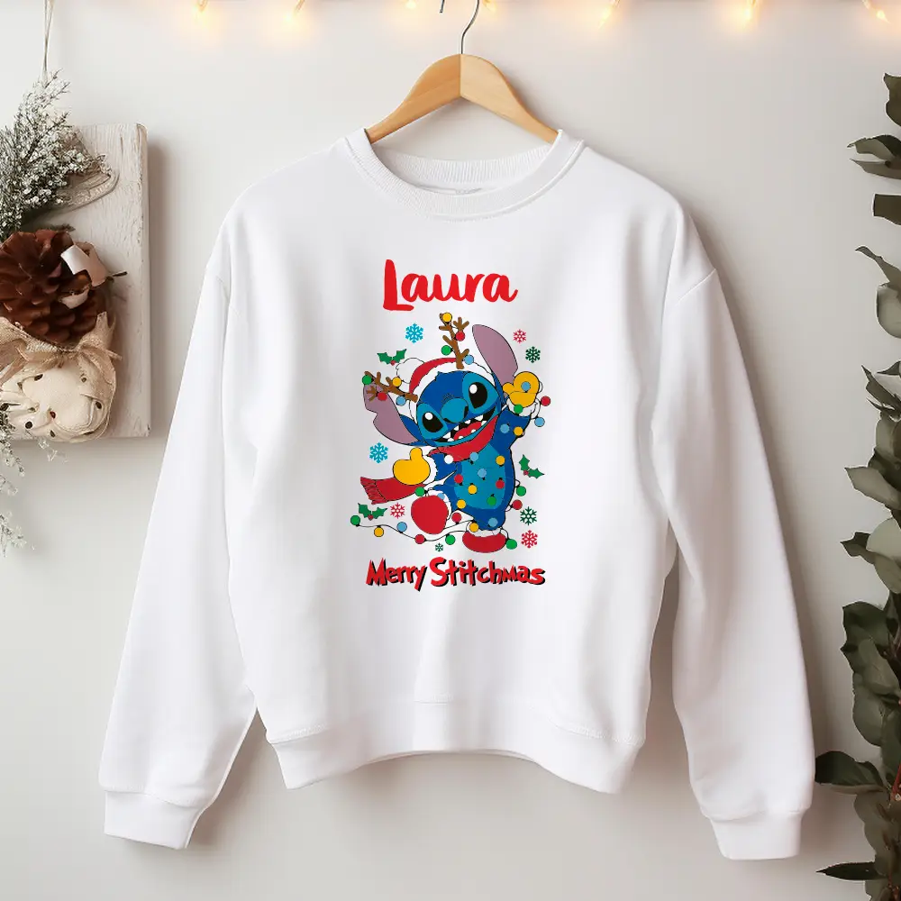 💙 Pack 2 Sudaderas Personalizadas Navidad 2025 — Diseño Stitch 🎄 - Imagen 2