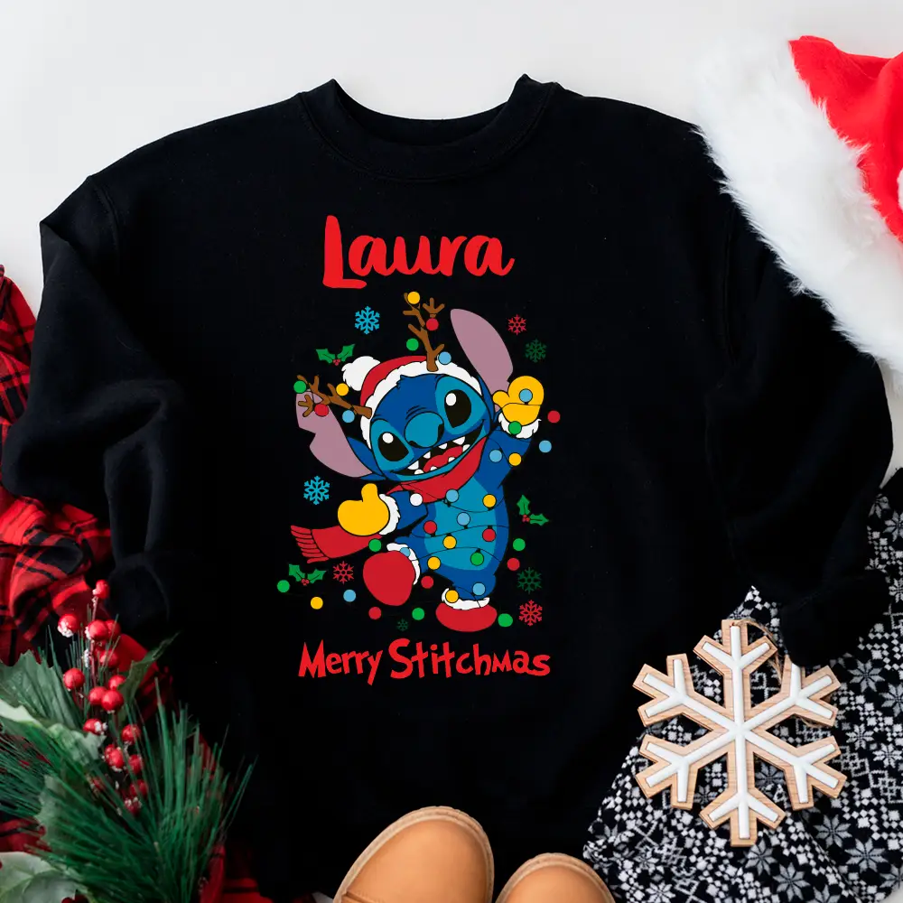 💙 Pack 2 Sudaderas Personalizadas Navidad 2025 — Diseño Stitch 🎄 - Imagen 4
