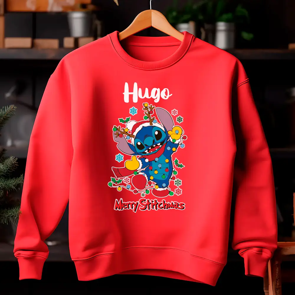💙 Pack 2 Sudaderas Personalizadas Navidad 2025 — Diseño Stitch 🎄 - Imagen 3