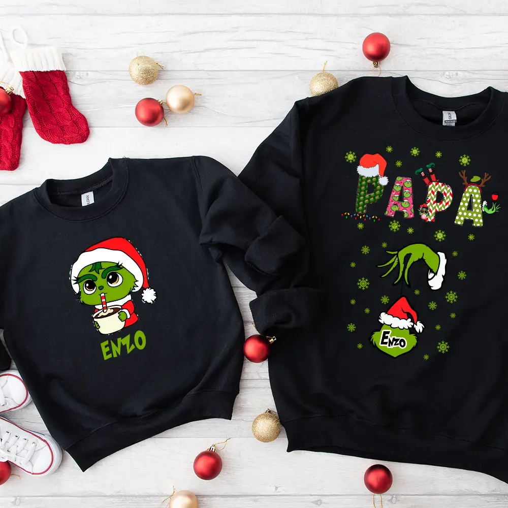 💚 Pack 2 Sudaderas Personalizadas Navidad 2025 — Diseño Grinch 🎄 - Imagen 2