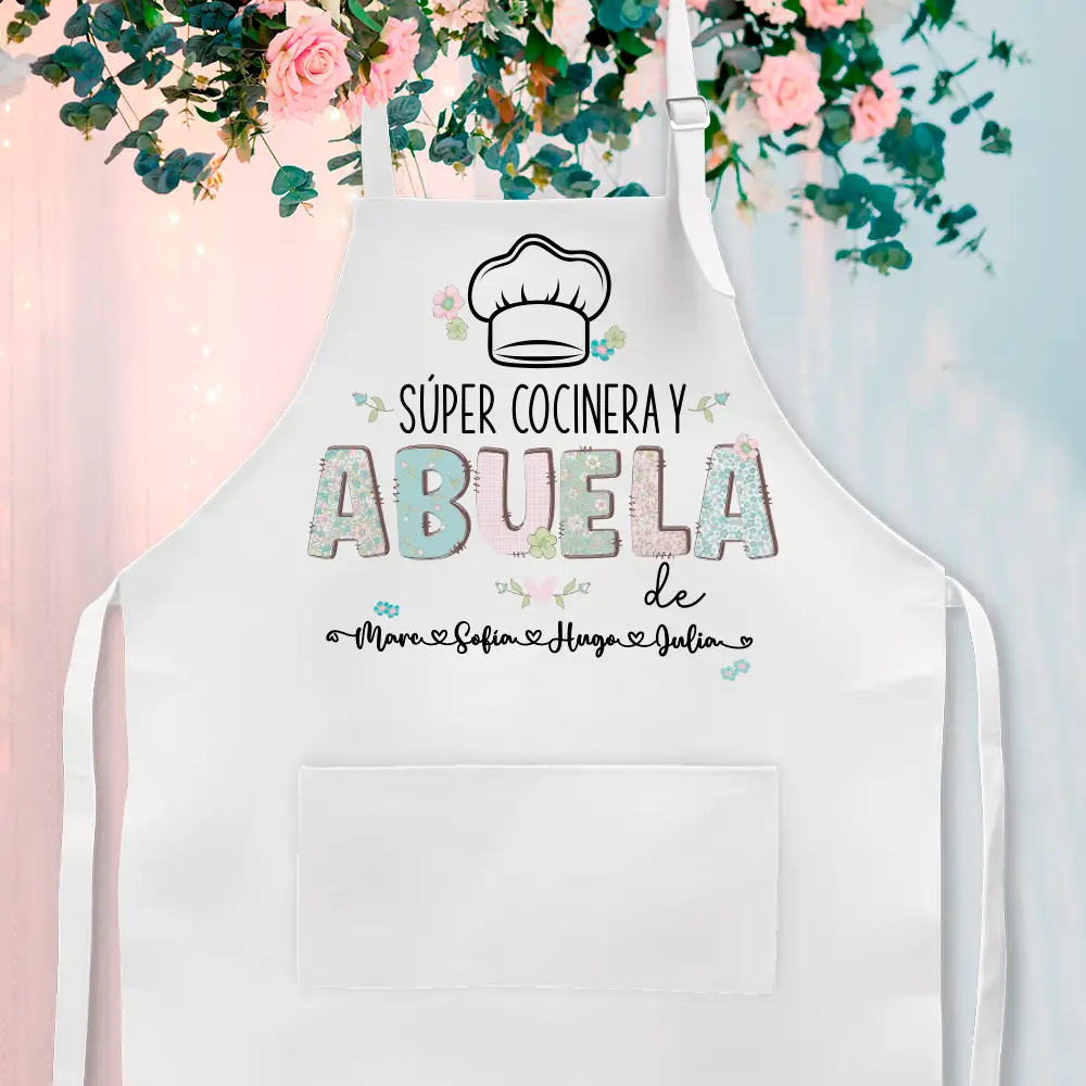 Delantal personalizado "Súper cocinera y abuela de" - Imagen 4