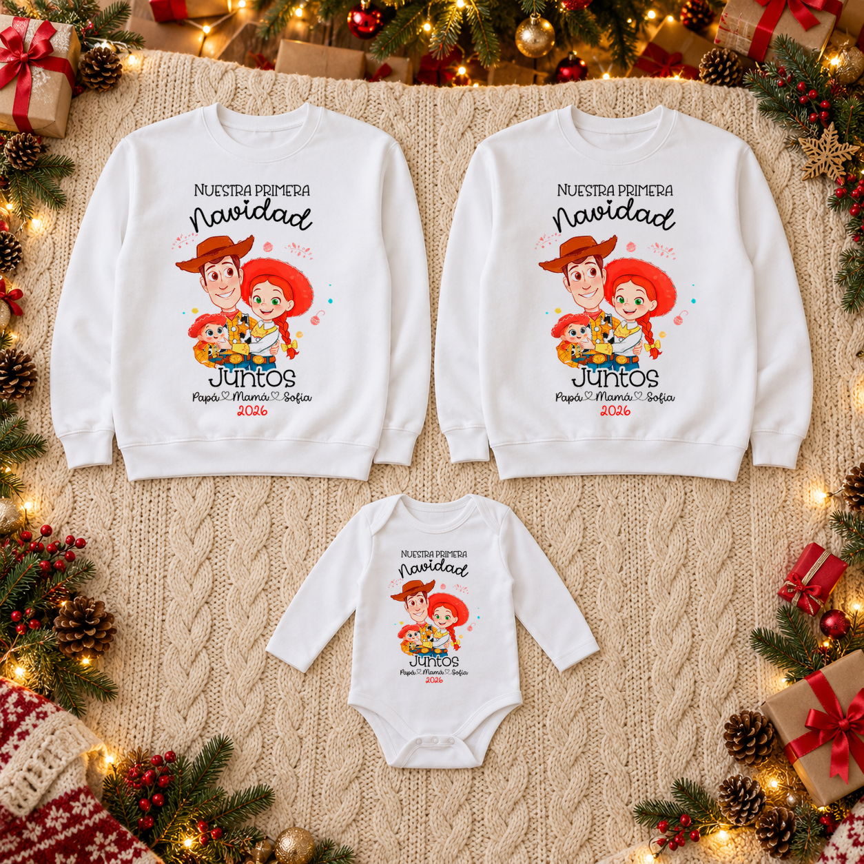 Pack Navidad Familiar Personalizado – Inspirado en Toy Story | Nuestra Primera Navidad 2026 - Imagen 6
