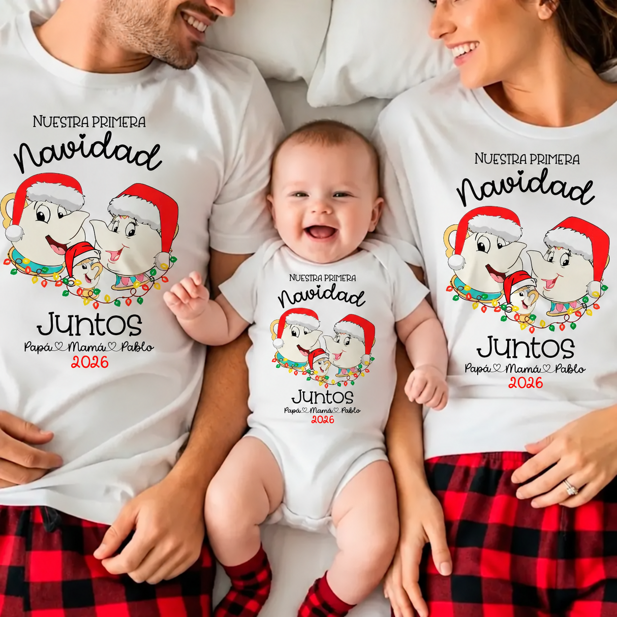 “Nuestra primera Navidad juntos” ✨ Diseño Familia de Tazas