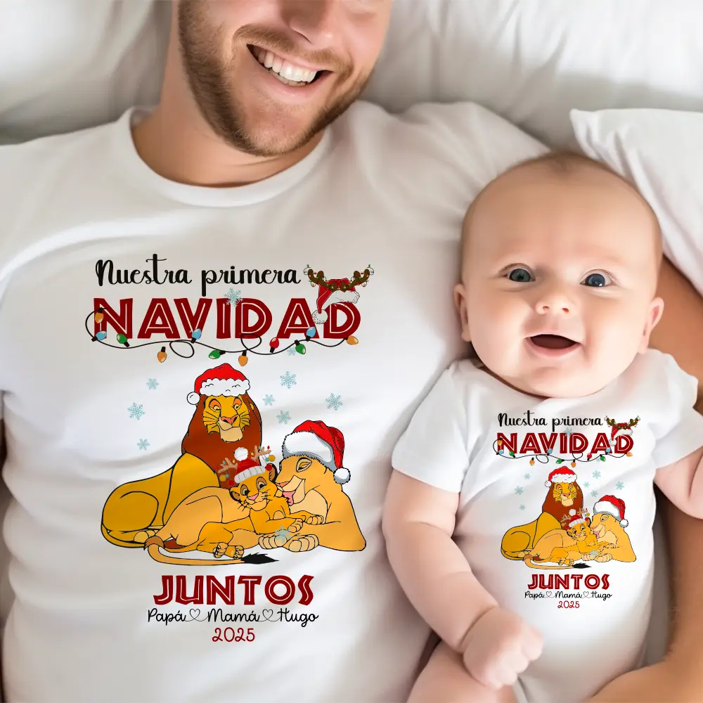Pack familiar “Nuestra primera Navidad juntos 2026” 🦁 Diseño Familia de Leones Personalizado - Imagen 3