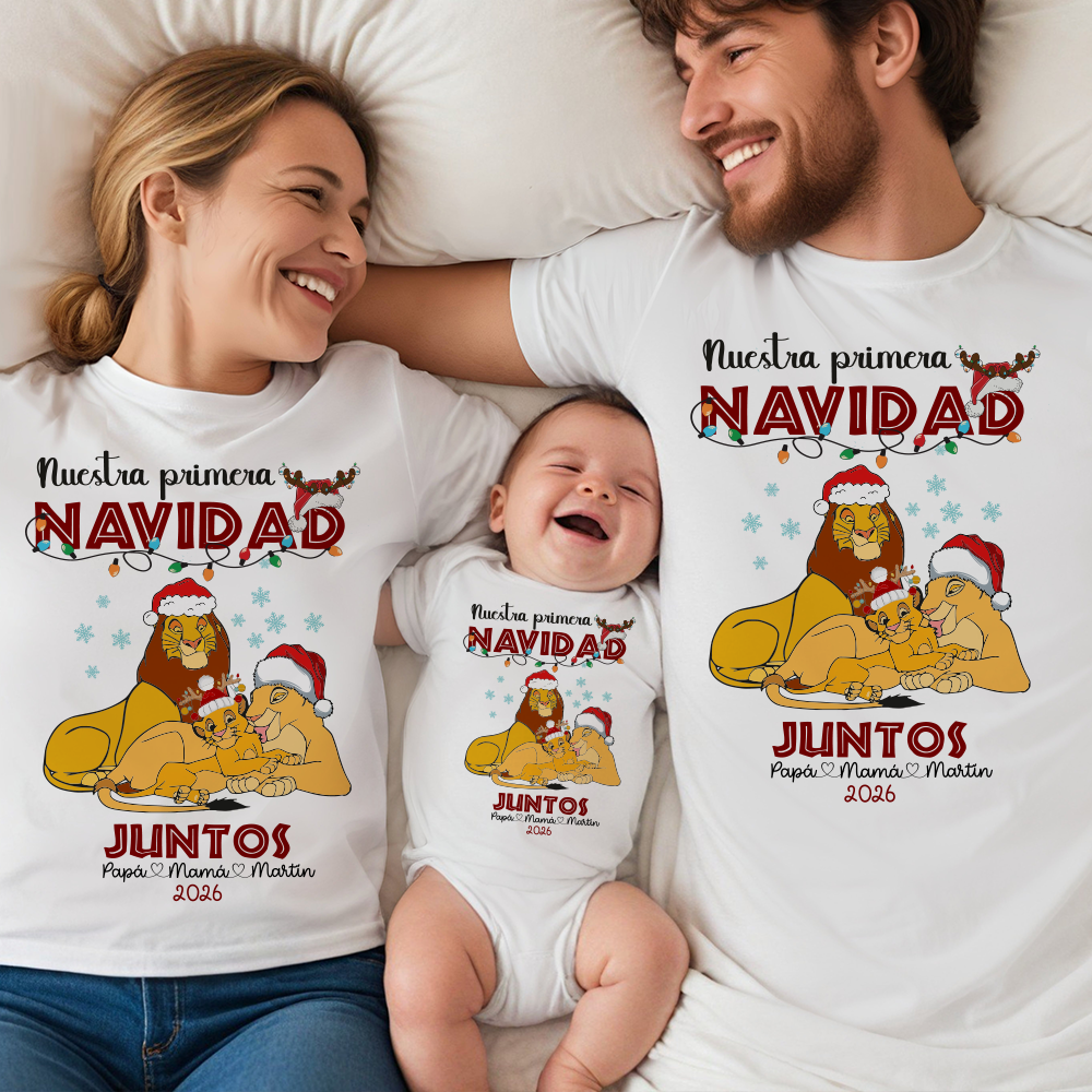 Pack familiar “Nuestra primera Navidad juntos 2026” 🦁 Diseño Familia de Leones Personalizado - Imagen 2