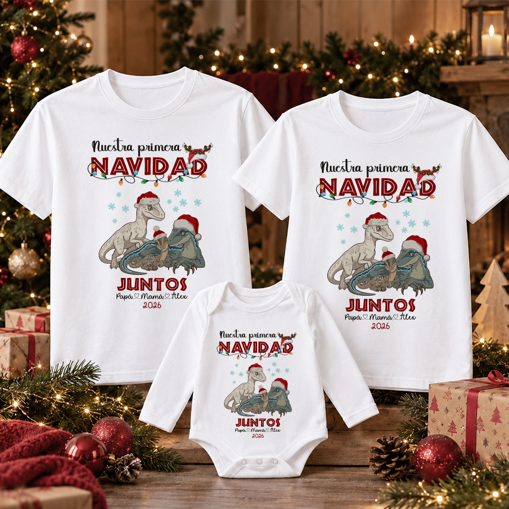 Pack Navidad Familia Dinosaurios – Nuestra primera Navidad juntos